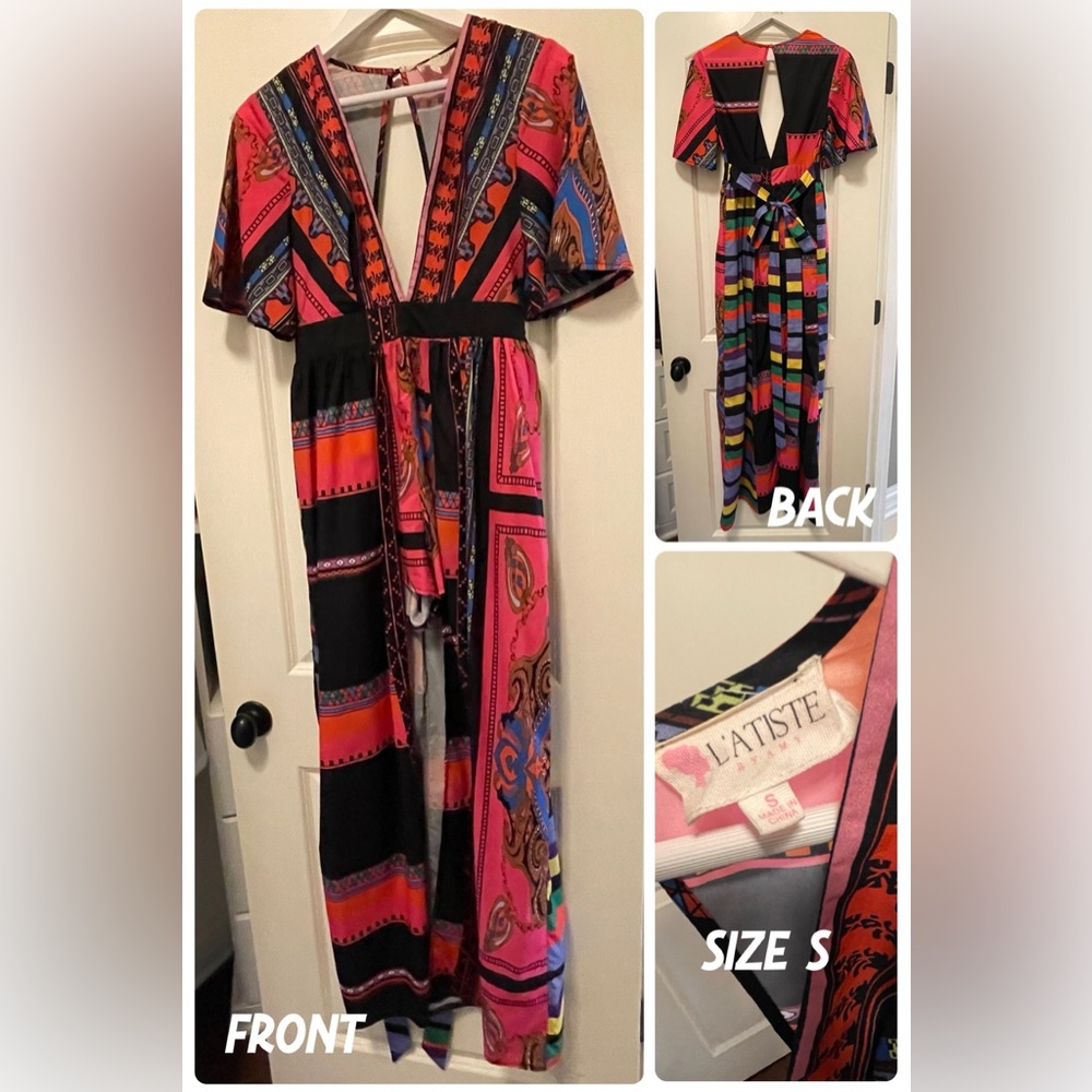 L'ATISTE Multicolor Patterned Maxi Dress